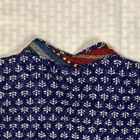 Upcycled Vintage Hippie/Boho Asian Inspired Reversible Quilted Vest Cotton M - Picture 4 of 9